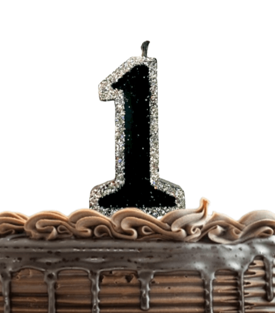 black handmade number candle