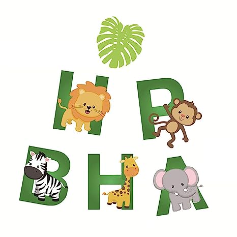 Green Jungle, Animal Theme Happy Birthday Banner - Image 2
