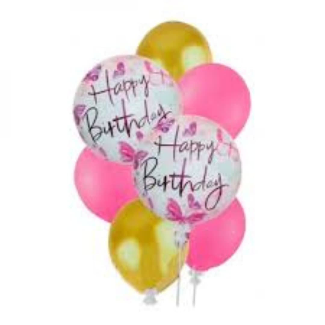 Happy Birthday Balloon Set 7pcs | Pink & Gold Party Decorations - Image 3