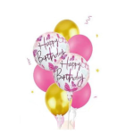 Happy Birthday Balloon Set 7pcs | Pink & Gold Party Decorations